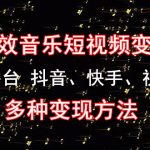 （4586期）《粒子特效音乐短视频变现项目》主攻平台 抖音、快手、视频号 多种变现方法