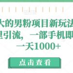 流量巨大的男粉项目新玩法，在QQ小世界里引流，一部手机即可操作，一天1000+