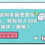 小红书虚拟资料全新思路玩法，流量巨大，轻松日入300+，小白可操作【揭秘】