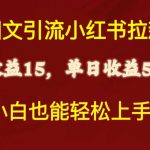 （10329期）图文引流小红书拉新一单15元，单日暴力收益5000+，小白也能轻松上手