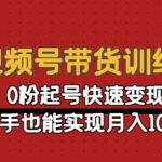 视频号带货训练营：0粉起号快速变现，新手也能实现月入10w+