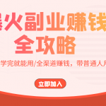 爆火副业赚钱全攻略：实打实演练/学完就能用/全渠道赚钱，带普通人月入３万元