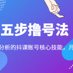 五步撸号法，掌握百万分析的抖课账号核心技能，从逻辑到实操