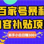 百家号暴利内容补贴项目，图文10元一条，视频30一条，新手小白日赚300+