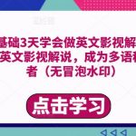 勇哥·0基础3天学会做英文影视解说，0基础3天学会英文影视解说，成为多语种影视创作者