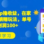 新项目app撸收益，在家就能做，躺赚玩法，单号日利润100+