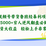 （10647期）视频号带货鲁班经暴利项目，日入5000+，穷人逆风翻盘必做项目，0投资…