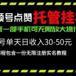 （10644期）视频号点赞托管挂机，单号单天利润30~50，一部手机无限放大（附带无限…