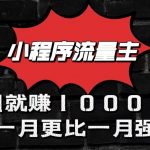 小程序流量主首月就赚10000+，一月更比一月强！小本创业首选