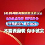 （10864期）2024电影解说新玩法 自动生成视频 每天三分钟 小白无脑操作 日入2000+ …