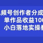 （10854期）视频号创作者分成瞬爆流，单作品收益1000+，小白落地实操教学