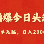 （10885期）撸爆今日头条，简单无脑，日入2000+