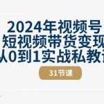 2024年视频号短视频带货变现从0到1实战私教课（30节视频课）