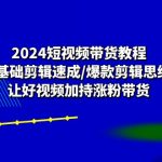 （10982期）2024短视频带货教程：0基础剪辑速成/爆款剪辑思维/让好视频加持涨粉带货