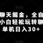 利用AI聊天掘金，全自动聊天挂JI，小白轻松玩转聊天项目 单机日入30+