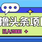 （11015期）AI今日头条，当日建号，次日盈利，适合新手，每日收入超2000元的好项目