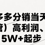 最新拼多多模式日入4K+两天销量过百单，无学费、 老运营代操作、小白福利，了解不吃亏