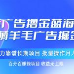 （11193期）最新广告撸金蓝海项目，薅羊毛广告掘金 长期项目 批量操作月入2W＋