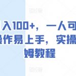 单号日入100+，一人可三号，简单操作易上手，实操落地保姆教程