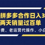 （11288期）最新拼多多合作日入3K+两天销量过百单，无学费、老运营代操作、小白福利