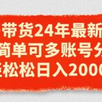 视频号带货24年最新模式，操作简单可多账号分发，轻轻松松日入2k