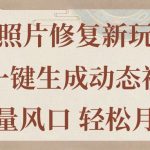 （11503期）老照片修复新玩法，老照片AI一键生成动态视频 全新流量风口 轻松月入过万