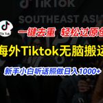 （11487期）海外Tiktok短视频无脑搬运，一键去重轻松过原创，新手小白听话照做日入…