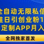 视频号全自动无限私信玩法3.0，精准日引创业粉100+，靠卖定制APP月入3w+