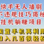 快手无人直播不违规技巧，真正躺赚的玩法，不封号不违规