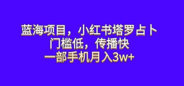 蓝海项目，小红书塔罗占卜，门槛低，传播快，一部手机月入3w+【揭秘】